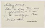 1980 Julie Menendez Muhammad Alis Olympic Boxing Trainer Handwritten Notecard