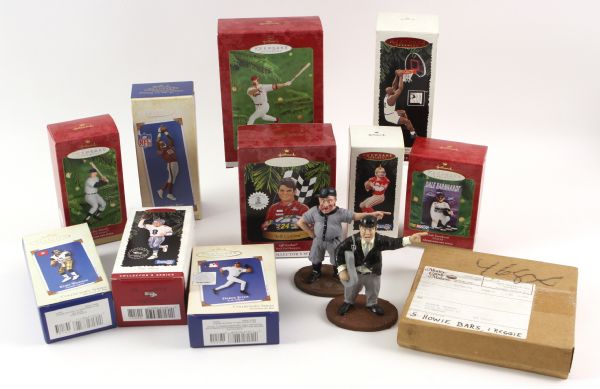 1990s-2000s Football Baseball Baketball Golf Auto Racing Memorabilia Colleciton - Lot of 25 w/ Ornaments, Hartlands, Howie Long/Reggie White Candy Bars & More 