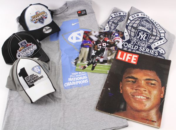 1960s-2000s Basketball Baseball Boxing Football Memorabilia Colleciton - Lot of 8 w/ Muhammad Ali, New York Yankees, North Carolina Tar Heels & More 