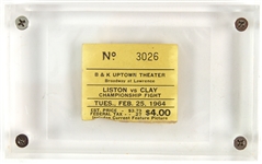 1964 (February 25) Cassius Clay Sonny Liston World Heavyweight Title Bout Closed Circuit Ticket Stub