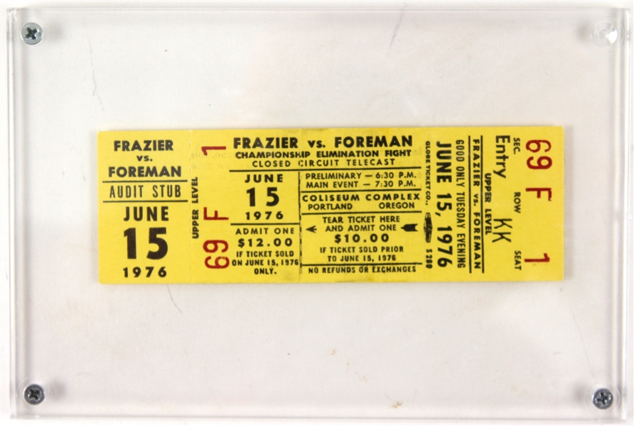 1976 (June 15) Joe Frazier George Foreman Heavyweight Title Bout Closed Circuit Ticket
