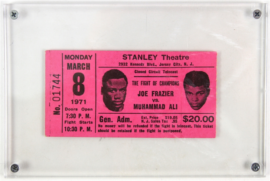 1971 (March 8) Muhammad Ali Joe Frazier Heavyweight Title Bout Closed Circuit Ticket Stub