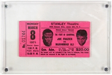 1971 (March 8) Muhammad Ali Joe Frazier Heavyweight Title Bout Closed Circuit Ticket Stub