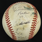 1984 (May 18) St. Louis Cardinals Cincinnati Reds ONL Feeney Busch Stadium Game Used Baseball (MEARS LOA)