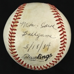 1984 (May 18) St. Louis Cardinals Cincinnati Reds ONL Feeney Busch Stadium Game Used Baseball (MEARS LOA)