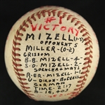 1957 (June 9) Vinegar Bend Mizell St. Louis Cardinals Game Used ONL Giles Victory Baseball (MEARS LOA)