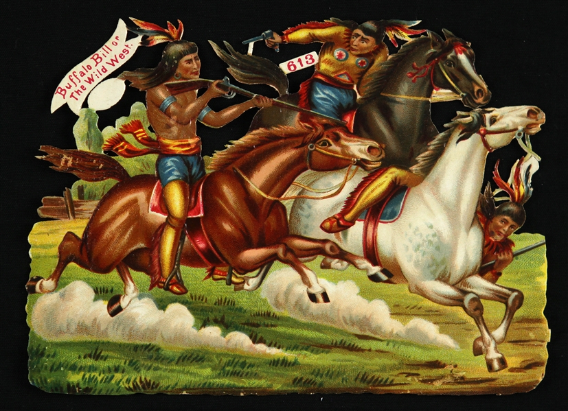 1887-1906 circa Buffalo Bill The Wild West 4 1/2" x 6" Embossed Victorian Card