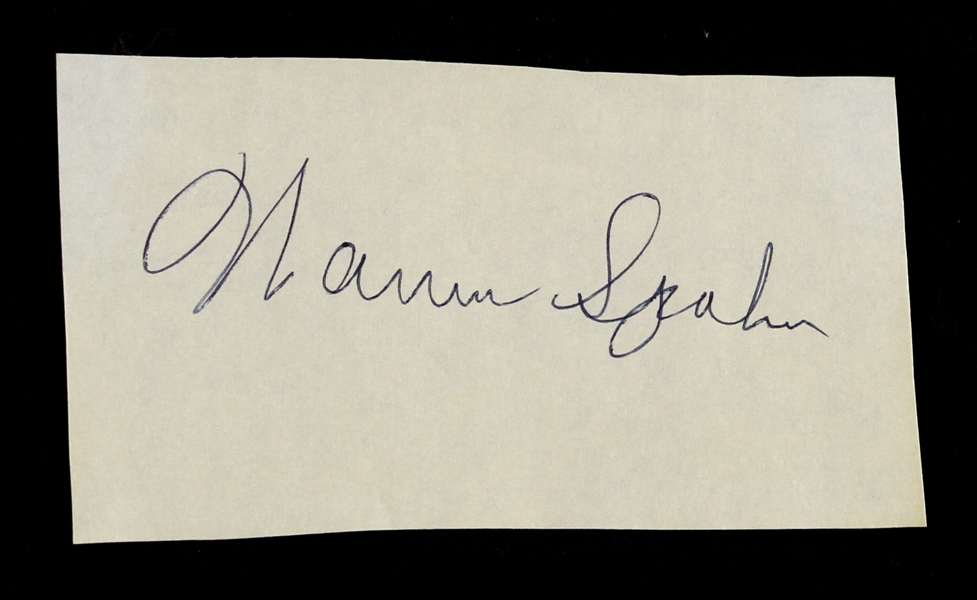 1953-64 Warren Spahn Milwaukee Braves Signed 2 1/2" x 4 1/2" Cut (JSA) 