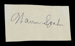 1953-64 Warren Spahn Milwaukee Braves Signed 2 1/2" x 4 1/2" Cut (JSA) 
