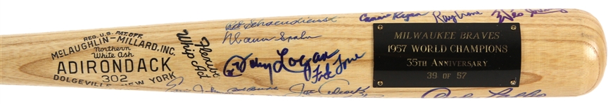 1992 Milwaukee Braves 1957 World Series Champions Multi Signed Adirondack w/ 25 Signatures Including Hank Aaron, Warren Spahn, Eddie Mathews & More (JSA) 39/57