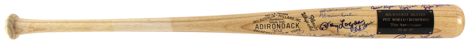 1992 Milwaukee Braves 1957 World Series Champions Multi Signed Adirondack w/ 25 Signatures Including Hank Aaron, Warren Spahn, Eddie Mathews & More (JSA) 39/57