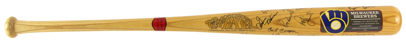 1982 Milwaukee Brewers Multi Signed Cooperstown Collection Team Logo Bat w/ 21 Signatures Including Robin Yount, Pete Vuckovich, Gorman Thomas & More  (JSA)