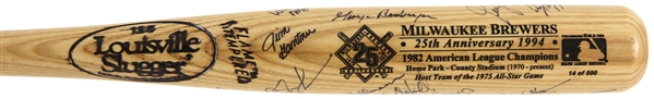 1994 Milwaukee Brewers Multi Signed Louisville Slugger Franchise 25th Anniversary Bat w/ 20 Signatures Including George Bamberger, Jim Gantner, Mike Caldwell & More (JSA)