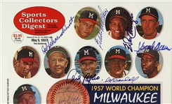 1997 Milwaukee Braves 1957 World Series Champions Multi Signed 16 x 20 Framed Display w/ 20 Signatures Including Hank Aaron, Warren Spahn, Eddie Mathews & More (JSA)