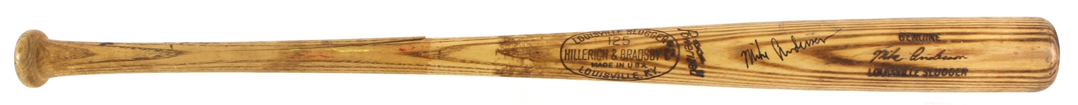1973-75 Mike Anderson Philadelphia Phillies Signed H&B Louisville Slugger Professional Model Game Used Bat (MEARS LOA/JSA)