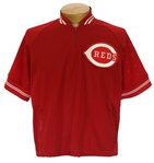 1984-89 Pete Rose Cincinnati Reds Game Worn Half Zip Warmup (MEARS LOA)