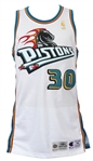 1996-97 Kenny Smith Detroit Pistons Game Worn Home Jersey (MEARS LOA)