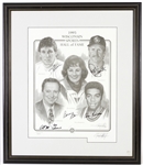 1995 Robin Yount Al McGuire Oscar Robertson Dan Jansen Bonnie Blair Signed 24" x 29" Framed Wisconsin Sports Hall of Fame Lithograph (JSA) 4/50