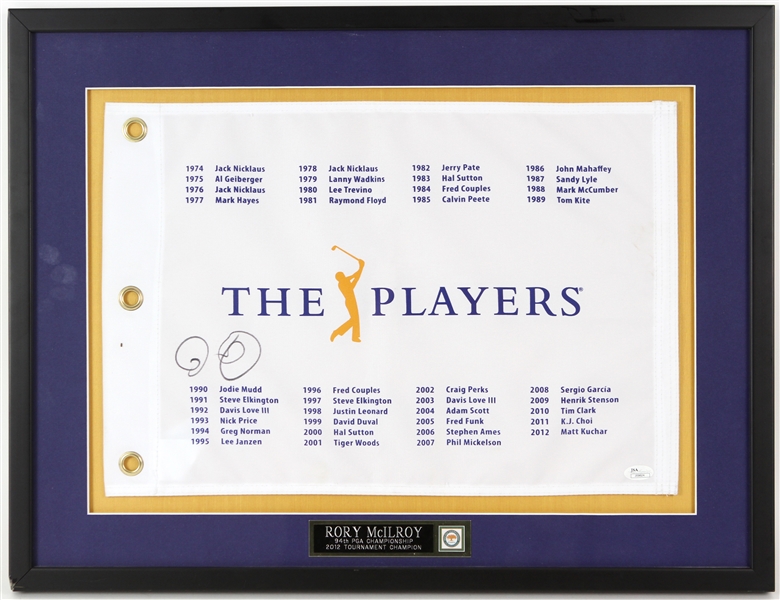2012 Rory McIlroy PGA Champion Signed 19" x 26" Framed Pin Flag *JSA*