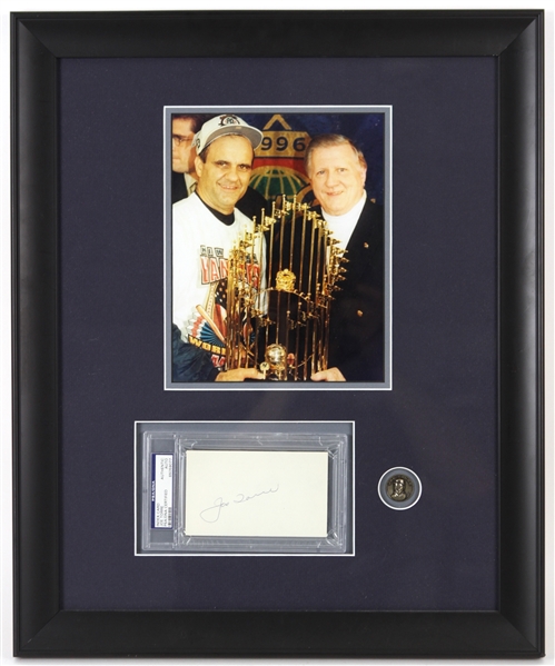 1990s Joe Torre New York Yankees 19" x 23" Framed Display w/ PSA/DNA Slabbed Signed Index Card