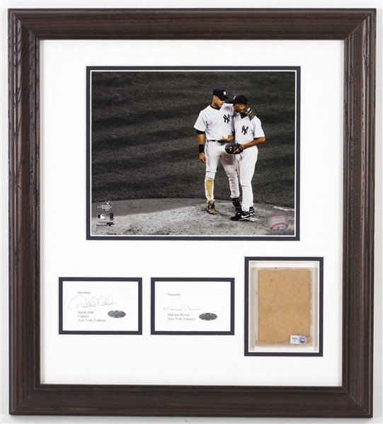 2008 Derek Jeter Mariano Rivera New York Yankees 18" x 20" Framed Display w/ Signed Cuts & Dirt From Final Game @ Yankee Stadium (Steiner/MLB Hologram)