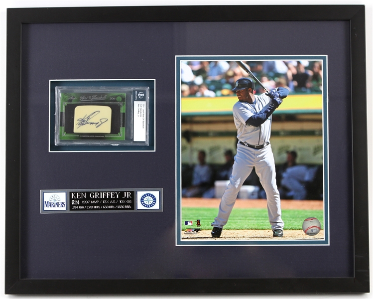 2011 Ken Griffey Jr. Seattle Mariners 15" x 19" Framed Display w/ Beckett Slabbed Signed Cut 