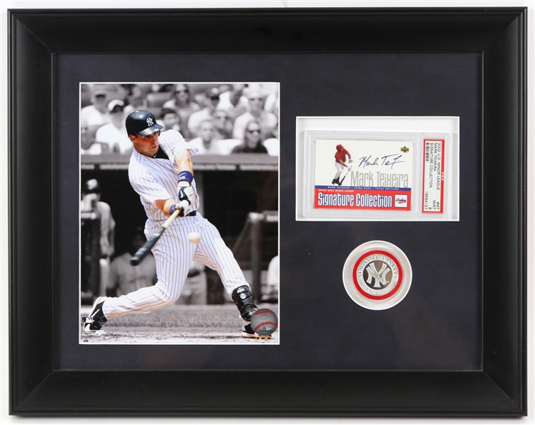 2002 Mark Teixeira New York Yankees 15" x 19" Framed Display w/ PSA Slabbed Signed Trading Card