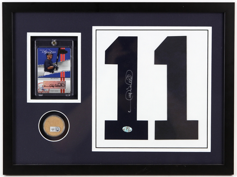2008 Gary Sheffield New York Yankees Dual Signed 14" x 18" Framed Display w/ Yankee Stadium Dirt From Final Season (JSA/MLB Hologram)