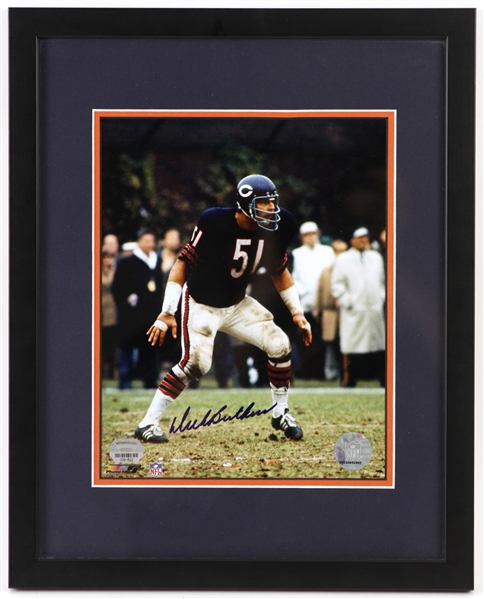 2000s Dick Butkus Chicago Bears Signed 12" x 15" Framed Photo (Mounted Memories)