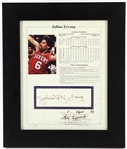 1990 Julius Erving Philadelphia 76ers Signed 11" x 13" Framed Notarized Lifetime Stat Sheet (JSA)
