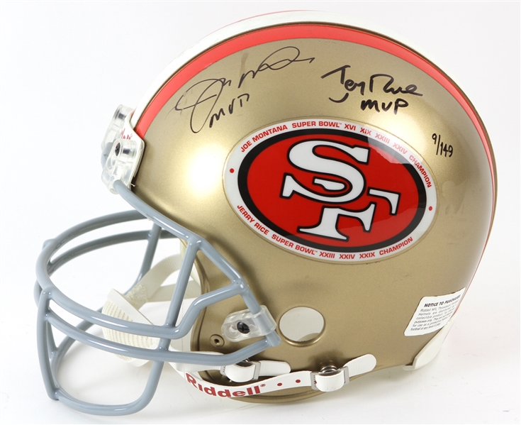 2000s Joe Montana Jerry Rice San Francisco 49ers Signed Full Size Helmet (PSA/DNA & Upper Deck) 9/149