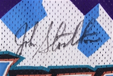 1997-98 John Stockton Utah Jazz Signed Game Worn Road Jersey (MEARS LOA/JSA Full Letter)