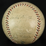 1927 New York Yankees Team Signed OAL Johnson Baseball w/ 23 Signatures Including Babe Ruth (clubhouse), Lou Gehrig, Tony Lazzeri, Earle Combs, Waite Hoyt & More (JSA)