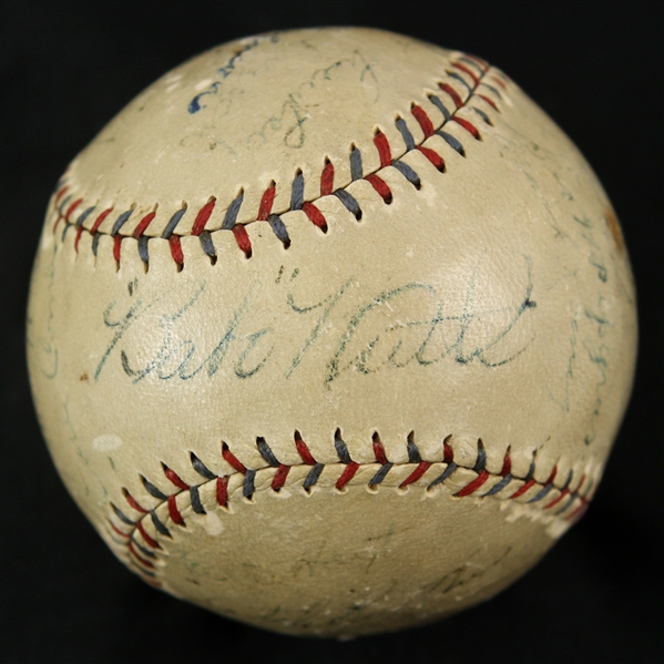 1927 New York Yankees Team Signed OAL Johnson Baseball w/ 23 Signatures Including Babe Ruth (clubhouse), Lou Gehrig, Tony Lazzeri, Earle Combs, Waite Hoyt & More (JSA)