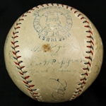 1927 New York Yankees Team Signed OAL Johnson Baseball w/ 23 Signatures Including Babe Ruth (clubhouse), Lou Gehrig, Tony Lazzeri, Earle Combs, Waite Hoyt & More (JSA)