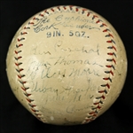 1927 New York Yankees Team Signed OAL Johnson Baseball w/ 23 Signatures Including Babe Ruth (clubhouse), Lou Gehrig, Tony Lazzeri, Earle Combs, Waite Hoyt & More (JSA)