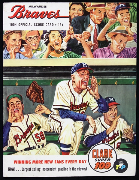 1954 Milwaukee Braves Henry Aaron #5 Philadelphia Phillies Milwaukee County Stadium Unscored Program