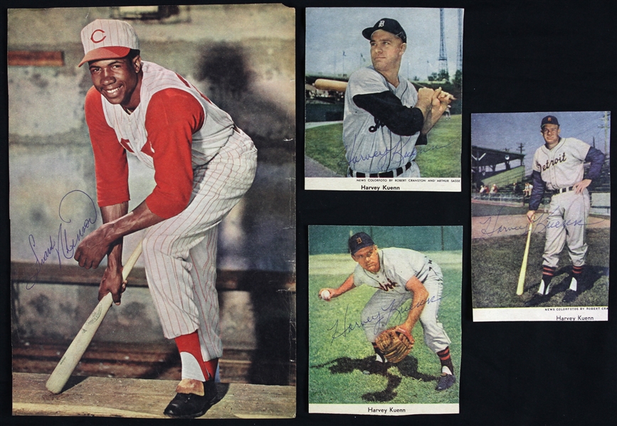 1956-59 Frank Robinson Harvey Kuenn Signed Cut Photo Collection - Lot of 4 (JSA)
