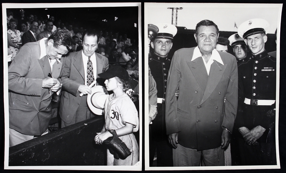 1940s Babe Ruth New York Yankees 8" x 10" Original Marine Crops Photos - Lot of 3