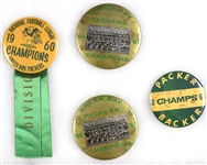 1960-63 Champions Green Bay Packers Celluloid Pinback Button Collection - Lot of 4