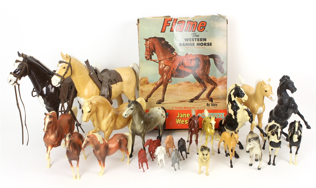 1960s-80 Molded Toy Horse Collection - Lot of 24 w/ Flame The Western Range Horse in Original Box