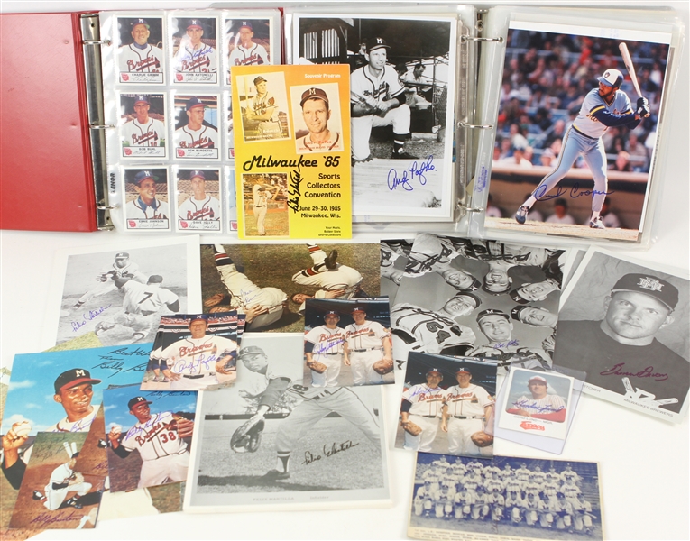 1950s-90s Milwaukee Braves & Milwaukee Brewers Signed Photo & Trading Card Collection - Lot of 650+