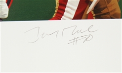 1992-99 Jerry Rice San Francisco 49ers Signed 19 x 32 Lithpograph & Uncut Sheet of 1992 Topps Basketball Cards (JSA)