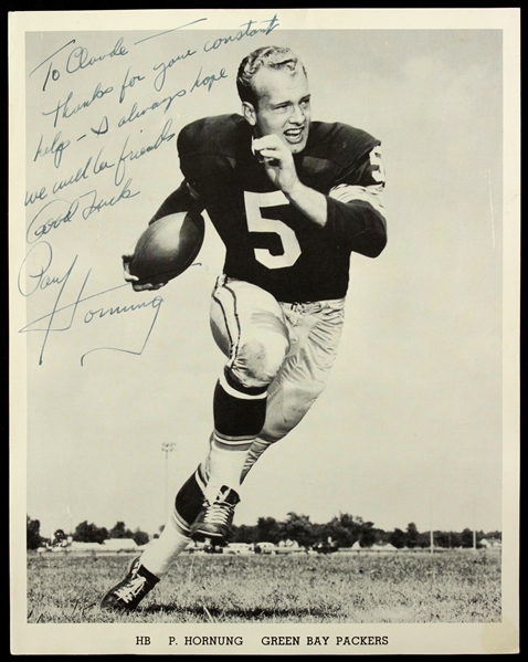 1962 Paul Hornung Green Bay Packers Signed & Inscribed 8" x 10" Photo (JSA) From Estate of UK Announcer Claude Sullivan