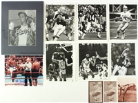 1960s-2000s Baseball Football Basketball Vintage Photo Collection - Lot of 11 w/ Mickey Mantle Penny Cards, Satchel Paige, Mills Lane Signed & More (JSA) 