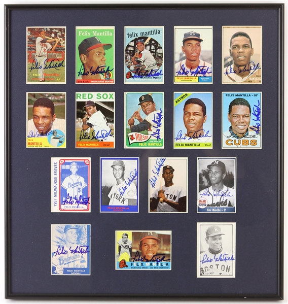 1950s-60s Milwaukee Braves Framed Card Collection - Lot of 3 w/ Felix Mantilla Signed Cards & More (JSA)