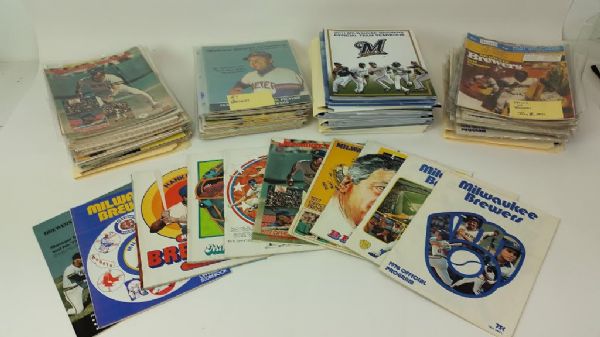 1970s-2000s Milwaukee Brewer Publication Collection - Lot of 134 w/ Programs, Team Yearbooks, Team Photos, 1975 All Star Game Programs & More 