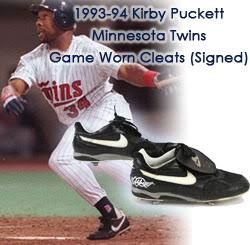 1993-94 Kirby Puckett Minnesota Twins Signed Game Worn Nike Cleats (MEARS LOA/*JSA* & PSA/DNA)