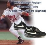 1993-94 Kirby Puckett Minnesota Twins Signed Game Worn Nike Cleats (MEARS LOA/*JSA* & PSA/DNA)