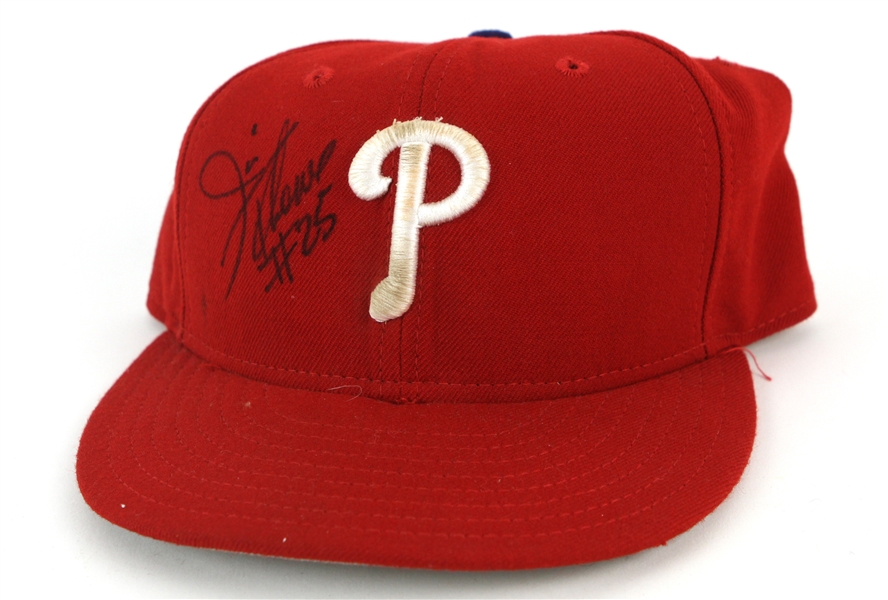 2003 Jim Thome Philadelphia Phillies Signed Game Worn Cap (MEARS LOA/JSA)